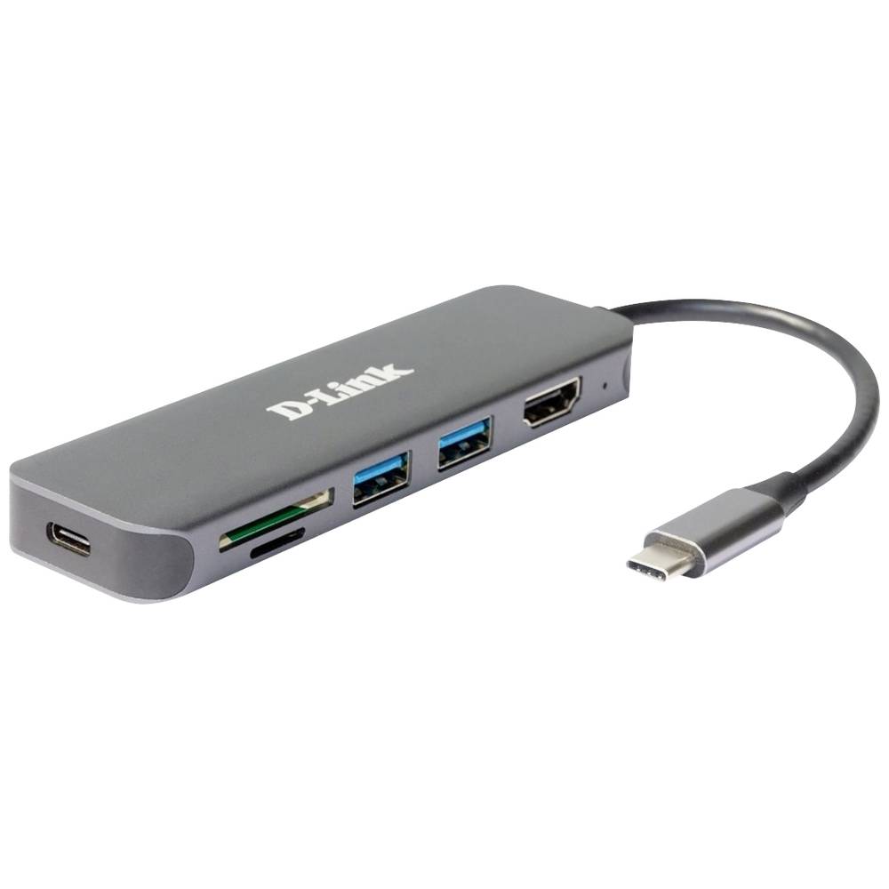 D-Link DUB-2327 USB-C (USB 3.2 Gen 2) multiport hub 6 poorten Antraciet