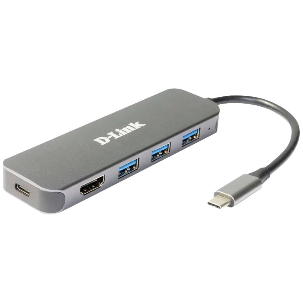 D-Link DUB-2333 USB-C (USB 3.2 Gen 2) multiport hub 5 poorten Antraciet
