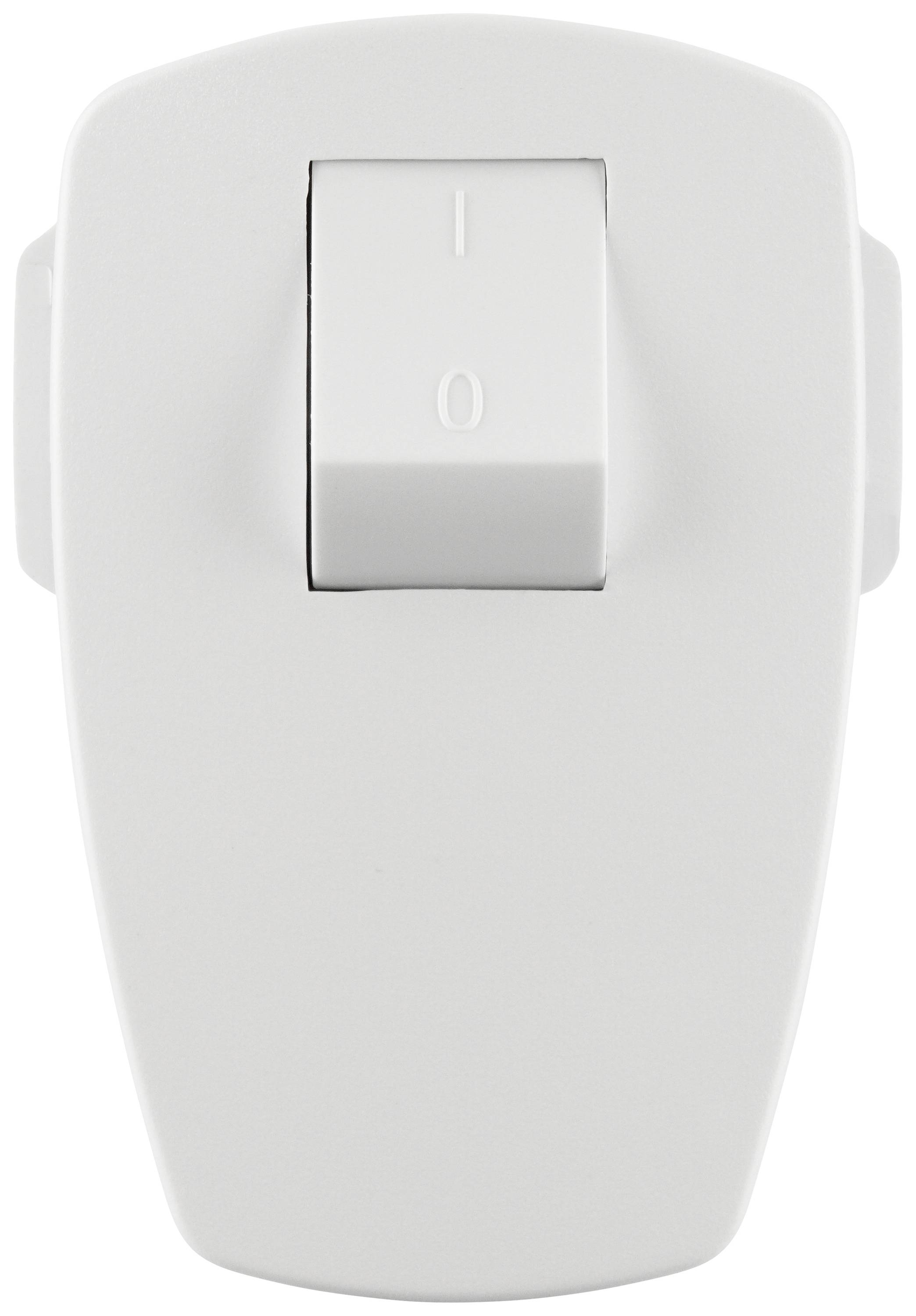 Ein weißer Kippschalter mit den Positionen '1' und '0', dargestellt in der Position '0'.