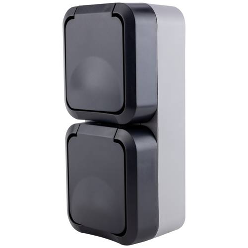 REV Komplett Doppelsteckdose AquaStorm Hellgrau, Schwarz 0004080400 1 St.