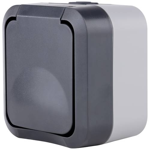 REV Komplett Steckdose mit Klappdeckel AquaStorm Hellgrau, Schwarz 0004030400 1 St.