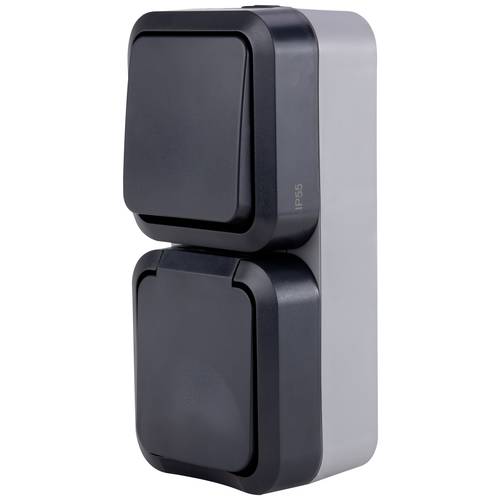 REV Komplett Schalter/Steckdosen Kombination AquaStorm Hellgrau, Schwarz 0004860400 1 St.