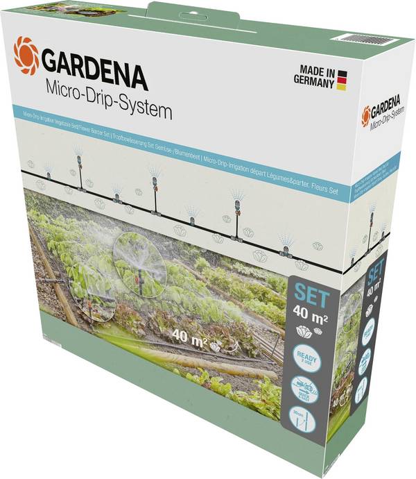 GARDENA Micro-Drip System 13450-20 Bewässerungs-Komplettset 13 mm (1/2") Ø Gemüse-/Blumenbeet (40 m²)