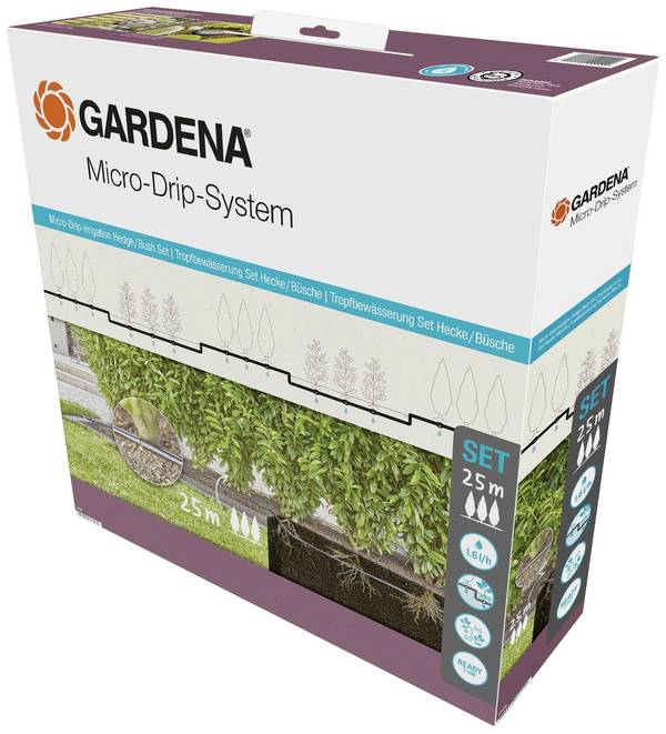 GARDENA Micro-Drip System 13500-20 Bewässerungs-Komplettset 13 mm (1/2") Ø Hecken/Büsche Set (25 m)