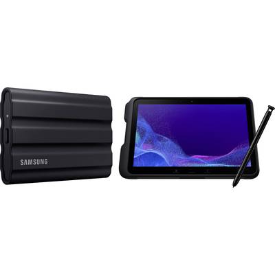Samsung Externe SSD 2 TB Portable T7 Shield + Galaxy Tab Active4 Pro, Schwarz, (MU-PE2T0S/EU + SM-T630NZKAEUB)