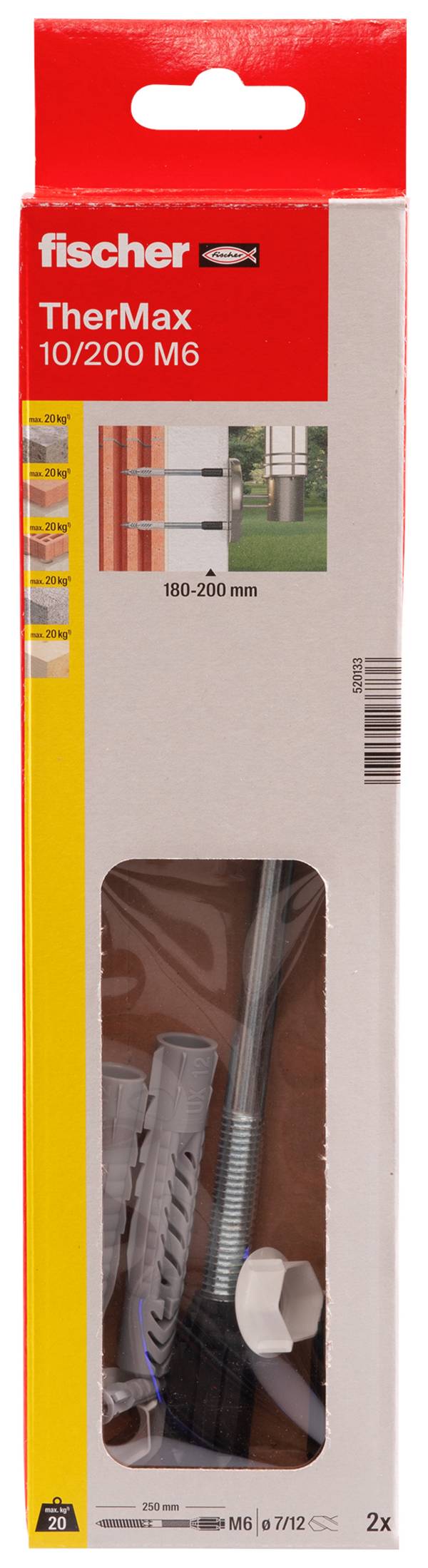 Fischer 520133 TherMax 10/200 M 6 Abstandsmontagesystem 260 mm 22 mm 2 St.