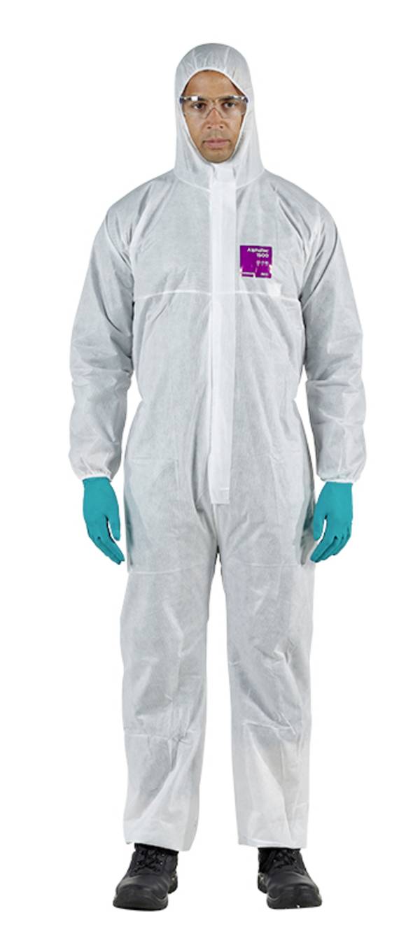 Ansell WH15S-00138-03  AlphaTec® 1500 - Modell 138 Chemikalienschutz, Weiß, M Kleider-Größe: M     Weiß