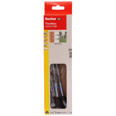 Verpackung für fischer TherMax 10/220 M6 Dämmstoffbefestigungsset, mit 200-220 mm Länge und 2 Stück.