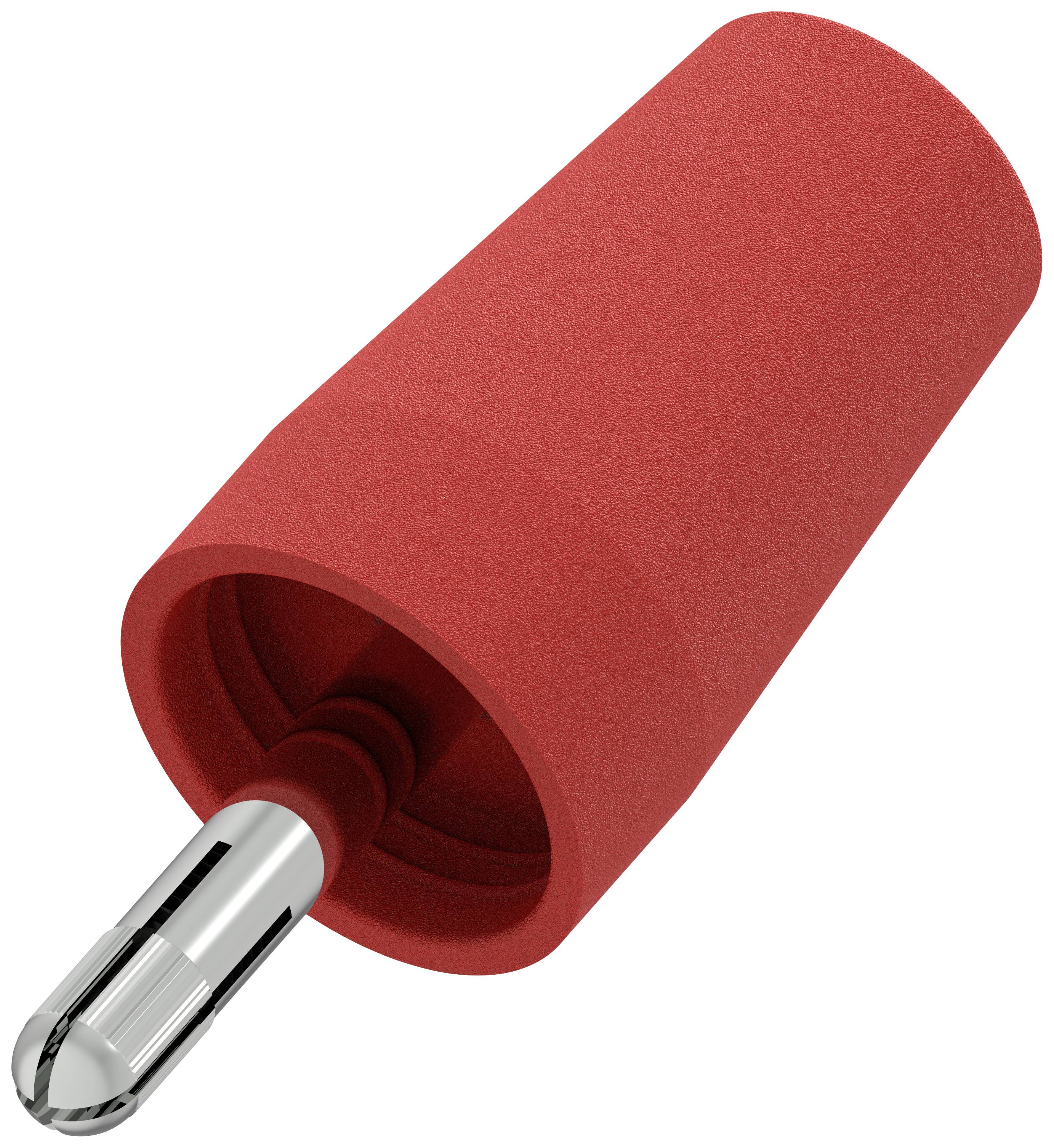 Ein roter Bananenstecker.