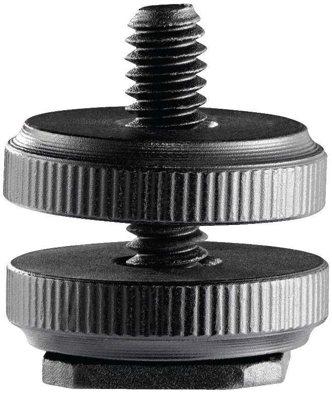 Zwei schwarze, gerippte Schraubadapter übereinander, verbunden durch ein Gewinde. Oberer Adapter zeigt nach oben, unterer nach unten.