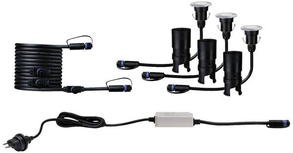 Paulmann Outd. P&S Floor Mini Starterset CH 94690 Beleuchtungssystem Plug & Shine  LED-Gartenstrahler-Starter-Set   LED 7.5 W Warmweiß Silber