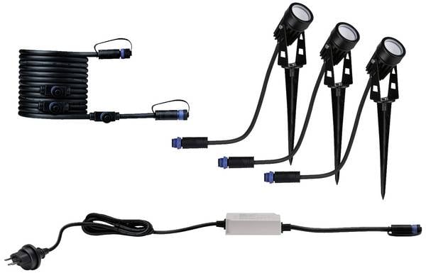 Paulmann Outd. P&S Spot Starterset CH 94692 Beleuchtungssystem Plug & Shine  LED-Gartenstrahler-Starter-Set   LED 10.5 W Warmweiß Schwarz