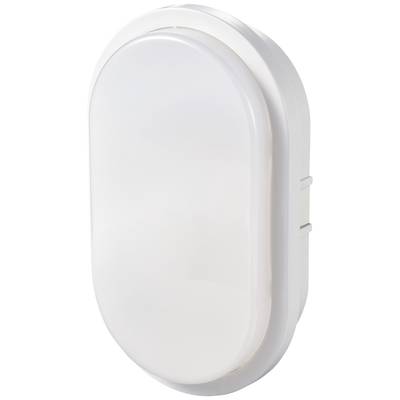 Weiße ovale LED-Leuchte für Innenbereich, mit schlichtem Design und abgerundeten Kanten, geeignet für Wand- oder Deckenmontage.