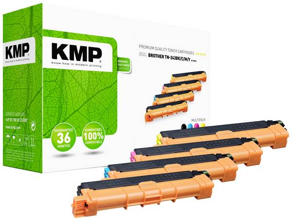 KMP Toner ersetzt Brother TN-243BK, TN-243C, TN-243M, TN-243Y, Mulitipack TN-243BKCMY Kompatibel Kombi-Pack Schwarz, Cyan, Magenta, Gelb 1000 Seiten B-T09M 1268,0005