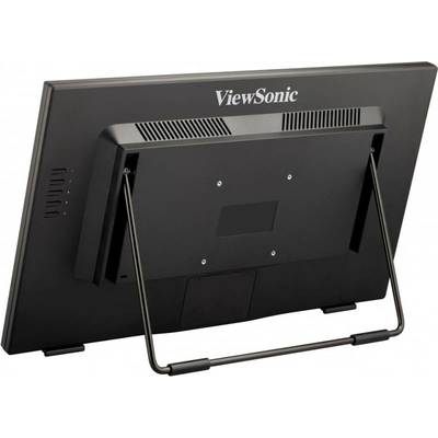 Rückseite eines ViewSonic-Monitors mit Metallständer.