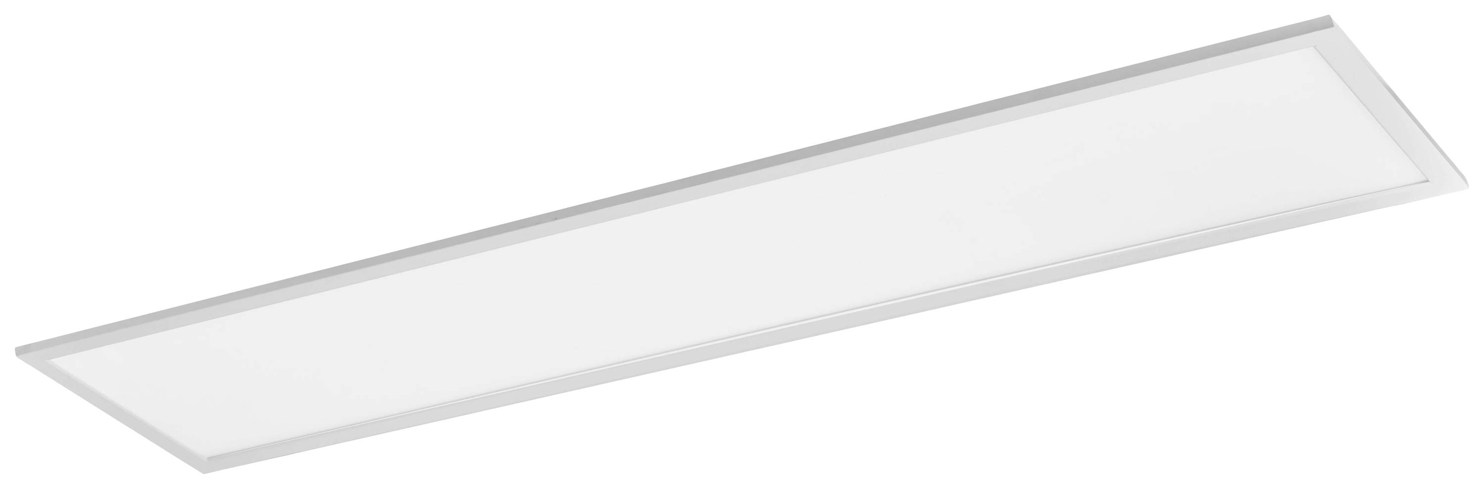 Rechteckige LED-Deckenleuchte in einem schlichten weißen Rahmen, geeignet für moderne Innenräume.
