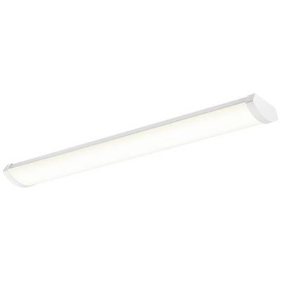 Eine weiße, rechteckige LED-Leuchte mit leicht gebogenen Kanten, die gleichmäßig Licht abstrahlt. Ideal für Deckenmontage.