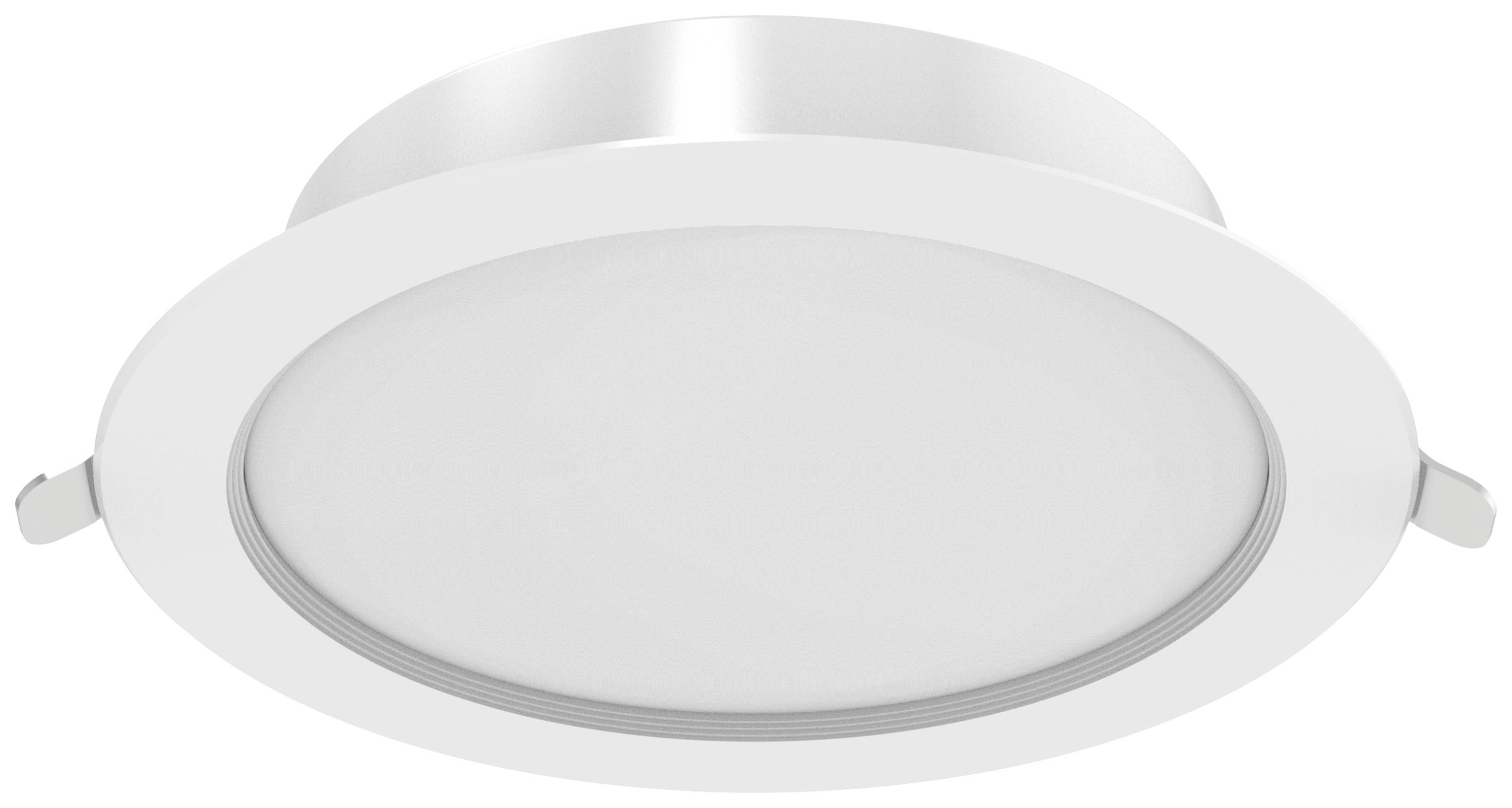 Runde, weiße LED-Einbauleuchte mit schlichtem Design, geeignet für moderne Innenräume.