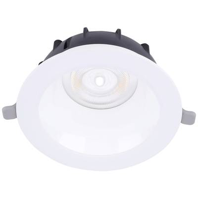 Runde LED-Deckenleuchte, weißer Rand, schwarze Rückseite. Geeignet für Innenbeleuchtung, energieeffizient und modern im Design.