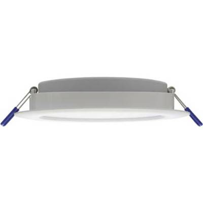 LED-Deckenleuchte mit rundem, flachem Design und silbernen Halteklammern, geeignet für moderne Innenausstattung.
