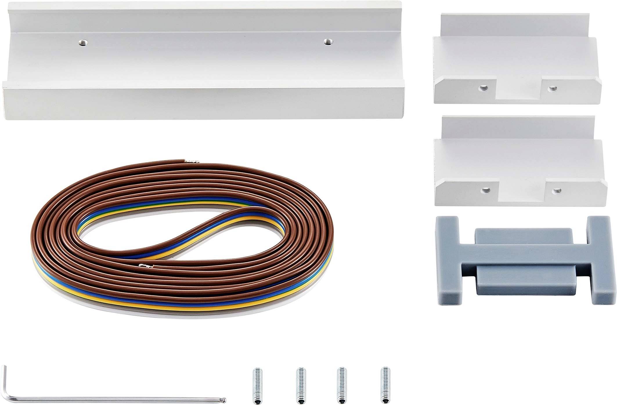 Zubehör-Kit für elektrischen Türöffner mit Kabel, Schrauben, Winkelschlüssel und Halterungen. Geeignet für Installationen an Türen.