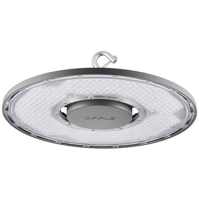Eine runde LED-Leuchte mit einem Haken zum Aufhängen, geeignet für industrielle oder kommerzielle Beleuchtung.