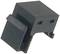 Ein rechteckiges schwarzes Plastikteil mit zwei viereckigen Öffnungen und einer abgewinkelten Fläche.
