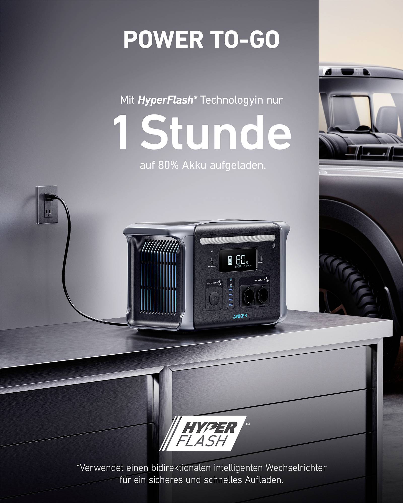 Anker 757 PowerHouse Powerstation 384 Ah LiFePO 4 Schwarz LED Taschenlampe, mit Laderegler-14