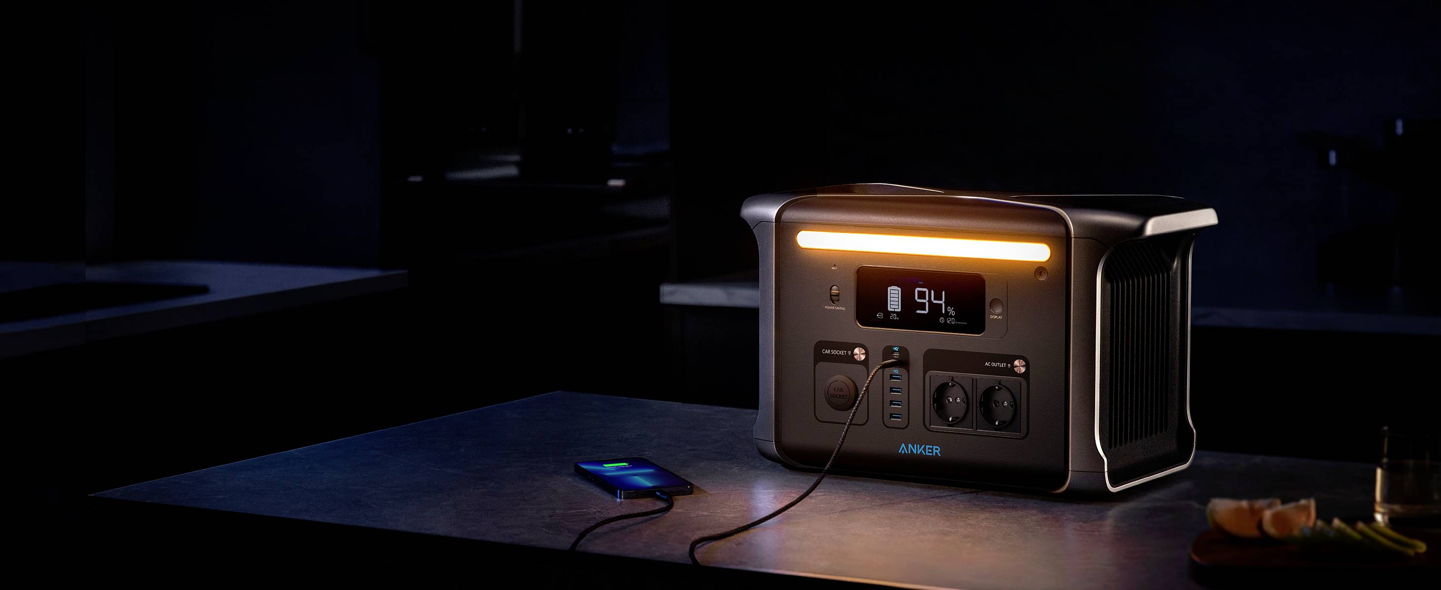 Anker 757 PowerHouse Powerstation 384 Ah LiFePO 4 Schwarz LED Taschenlampe, mit Laderegler-12