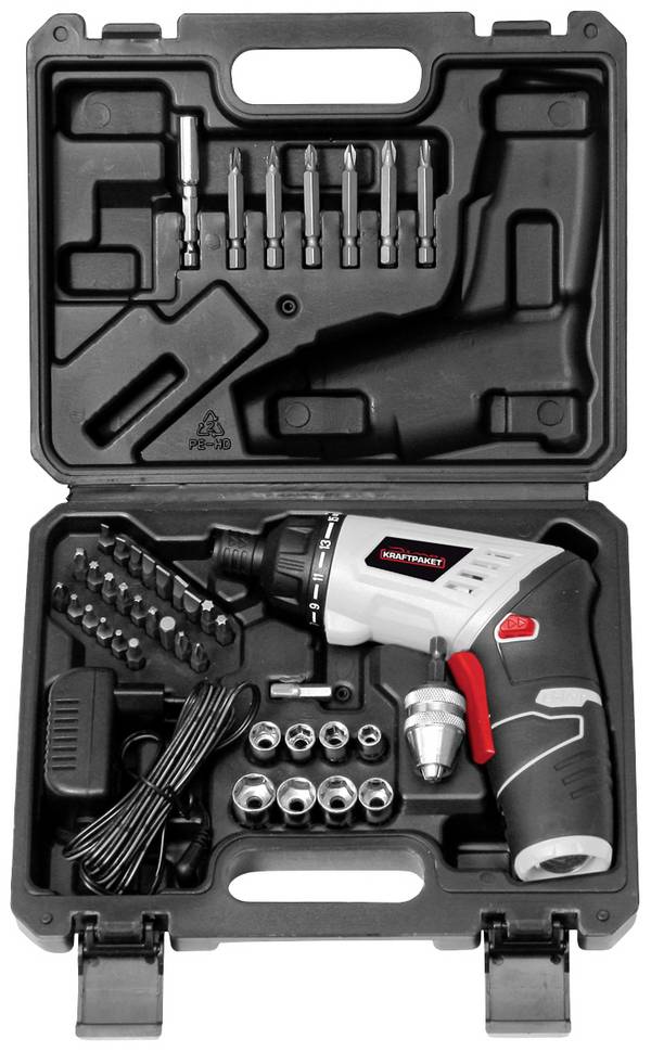 Dino KRAFTPAKET Multiplex 41-tlg 130226 Akku-Schrauber  3.6 V 1300 mAh Li-Ion mit Zubehör