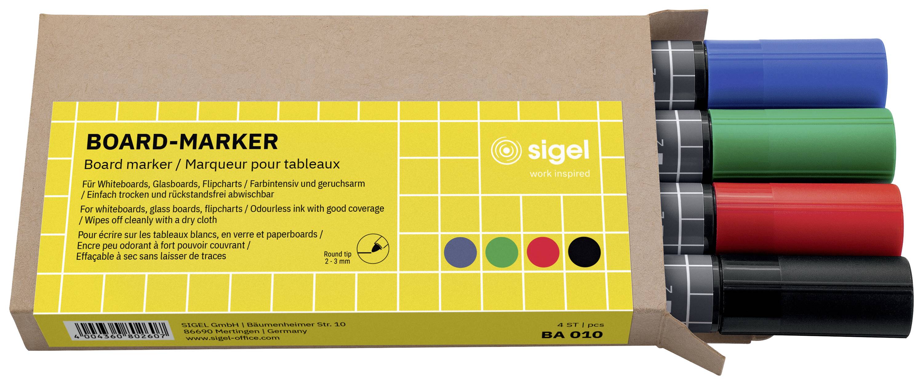 Sigel BA010 Whiteboardmarker Set Blau, Grün, Rot, Schwarz N/A