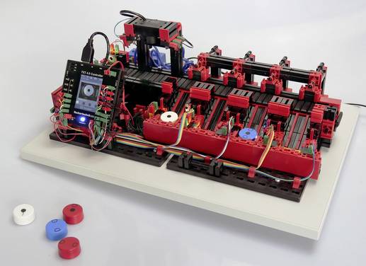 fischertechnik Qualitätssicherung mit KI Simulationsmodell Fertiggerät 9 V