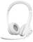 Weiße Over-Ear-Kopfhörer mit integriertem Mikrofon.