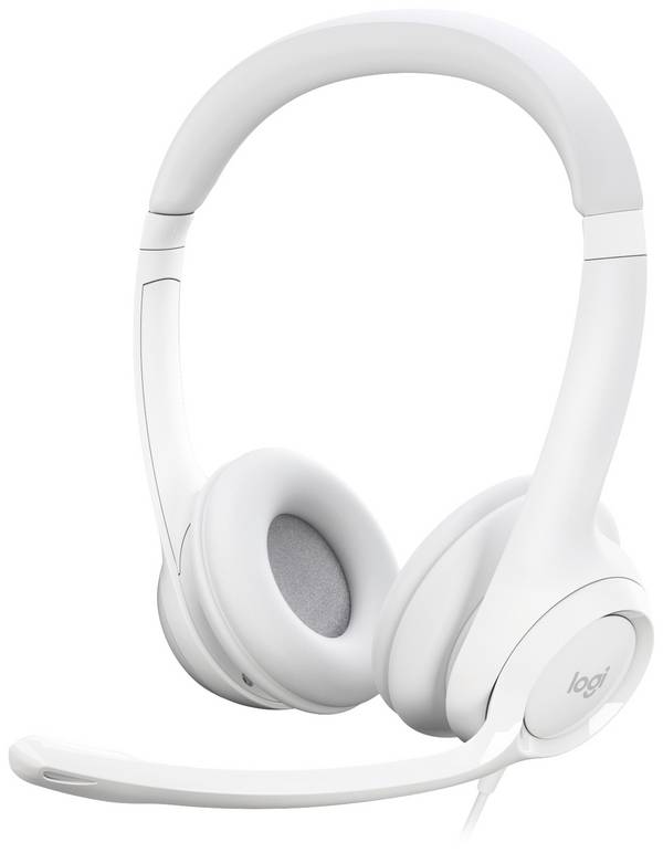 Logitech H390 On Ear Headset kabelgebunden Stereo Grauweiß Mikrofon-Rauschunterdrückung Headset, Lautstärkeregelung, Mikrofon-Stummschaltung Computer