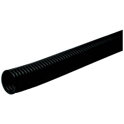 Ein schwarzer, flexibler Wellschlauch, verwendet in Anwendungen zur Kabelschutz und -führung.