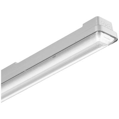 Eine weiße LED-Leuchte, länglich mit transparentem Abdeckung, zur Deckenmontage. Geeignet für industrielle oder gewerbliche Nutzung.