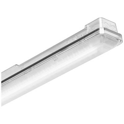 Eine transparente LED-Leuchte mit rechteckigem Gehäuse, geeignet für Deckenmontage in industriellen oder gewerblichen Umgebungen.