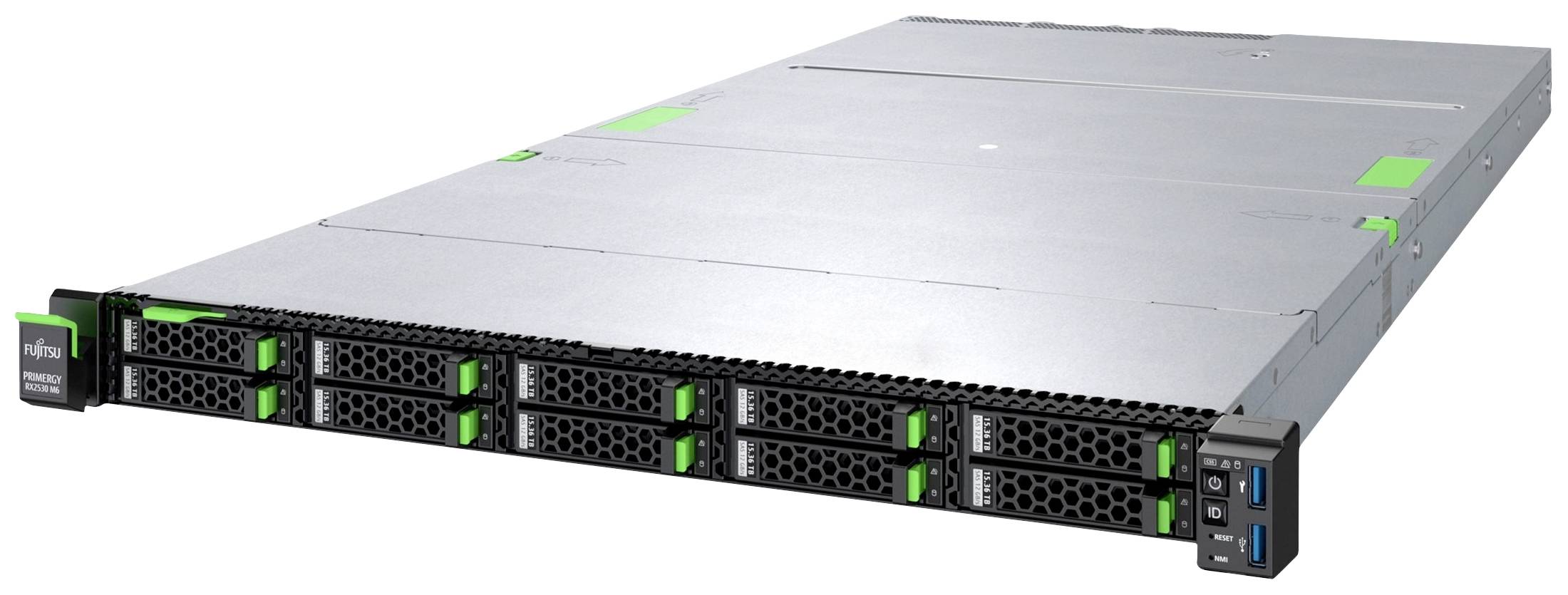 Ein flacher Computer-Server mit mehreren Einschüben und Anschlüssen an der Vorderseite, geeignet für die Rackmontage in einem Rechenzentrum.