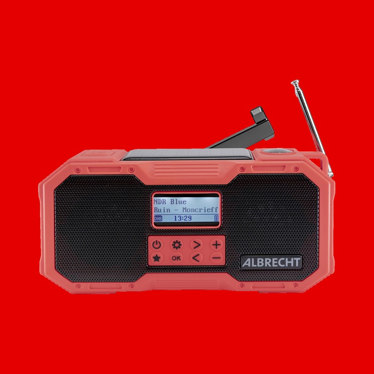 Albrecht – DR 112 DAB+ Radio-réveil d'extérieur avec FM, SOS, lampe de poche, solaire, Powerbank →