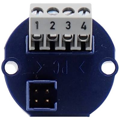 Elektronikbauteil mit vier nummerierten Anschlussklemmen und quadratischem Stecker.