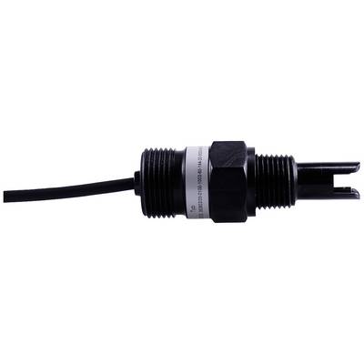Ein schwarzer, zylinderförmiger Sensor mit Kabel. An einer Seite hat er ein Gewinde und an der anderen einen offenen Steckanschluss.