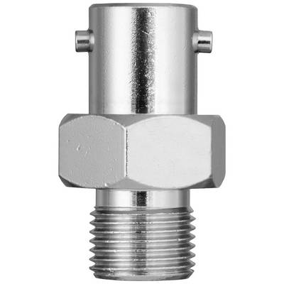 Metalladapter mit zylindrischem Gewinde und sechseckiger Mutter, vermutlich für Verbindungszwecke in mechanischen oder hydraulischen Systemen.