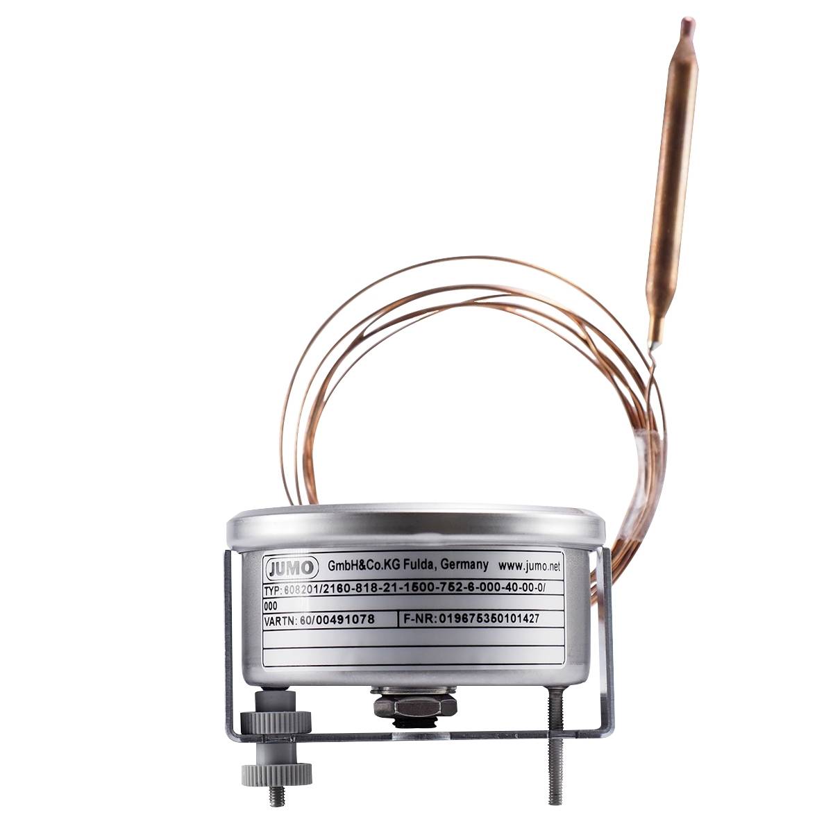 Ein Jumo Temperaturregler mit metallischer Kapillare, geeignet für industrielle Temperaturüberwachung und -regelung.