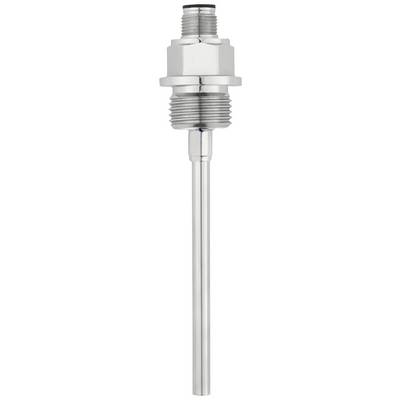 Ein silberner Metalltemperatursensor mit langem, zylindrischem Schaft und Gewindeanschluss, geeignet für industrielle Anwendungen.