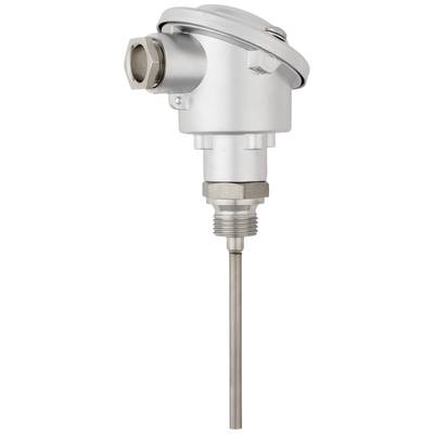 Ein industrieller Temperatursensor mit Schutzrohr und Anschlusskopf, geeignet für den Einsatz in Anlagen zur Temperaturmessung.