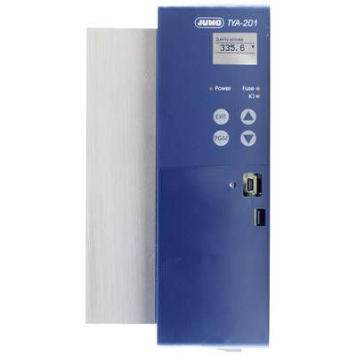 Ein blaues elektronisches Bedienfeld mit digitalem Display zeigt '335.6 V'. Knöpfe: 'EXIT', 'PGM'. Rechts ein USB-Anschluss.