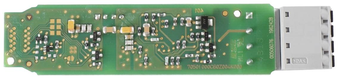 Elektronische Leiterplatte mit verschiedenen Komponenten und einer USB-Anschlussbuchse. Geeignet für technische Anwendungen.