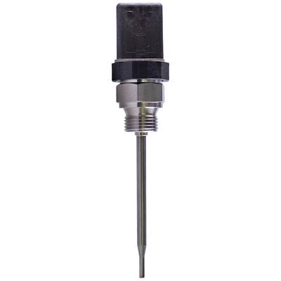 Ein metallischer Temperatursensor mit Gewindeanschluss und langem, dünnem Fühler, verwendet zur Überwachung von Temperaturänderungen.