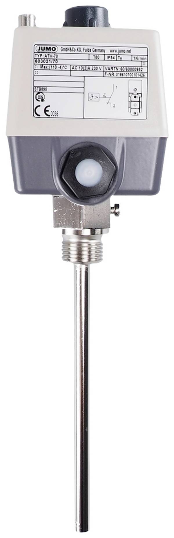 Jumo 60001524 2-Punkt-Regler Temperaturbegrenzer Tauchfühler -20 bis 135 °C Relais 10 A
