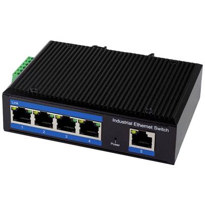 Industrieller Ethernet-Switch mit fünf Ports zur Vernetzung von Geräten in industriellen Umgebungen.